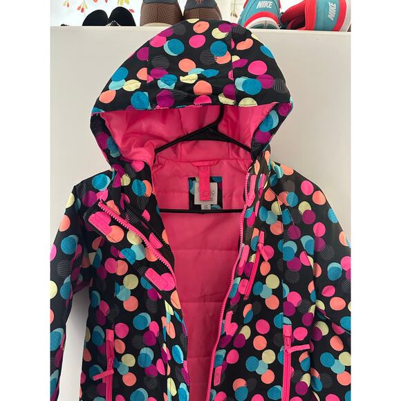 Children's Place 1989 Polka Dot Puffy Jacket Girls Small 5/6 Mitten Straps - Picture 4 of 6